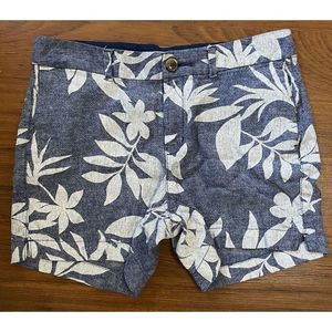 Old Navy Chino Shorts Size 6 Navy/White Beach Floral Pockets 100% Cotton